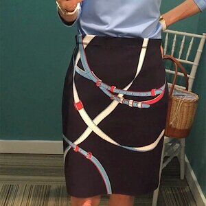 J. McLaughlin Halle Reversible Skirt in Monterrey Geo Print Navy/Blue Size M